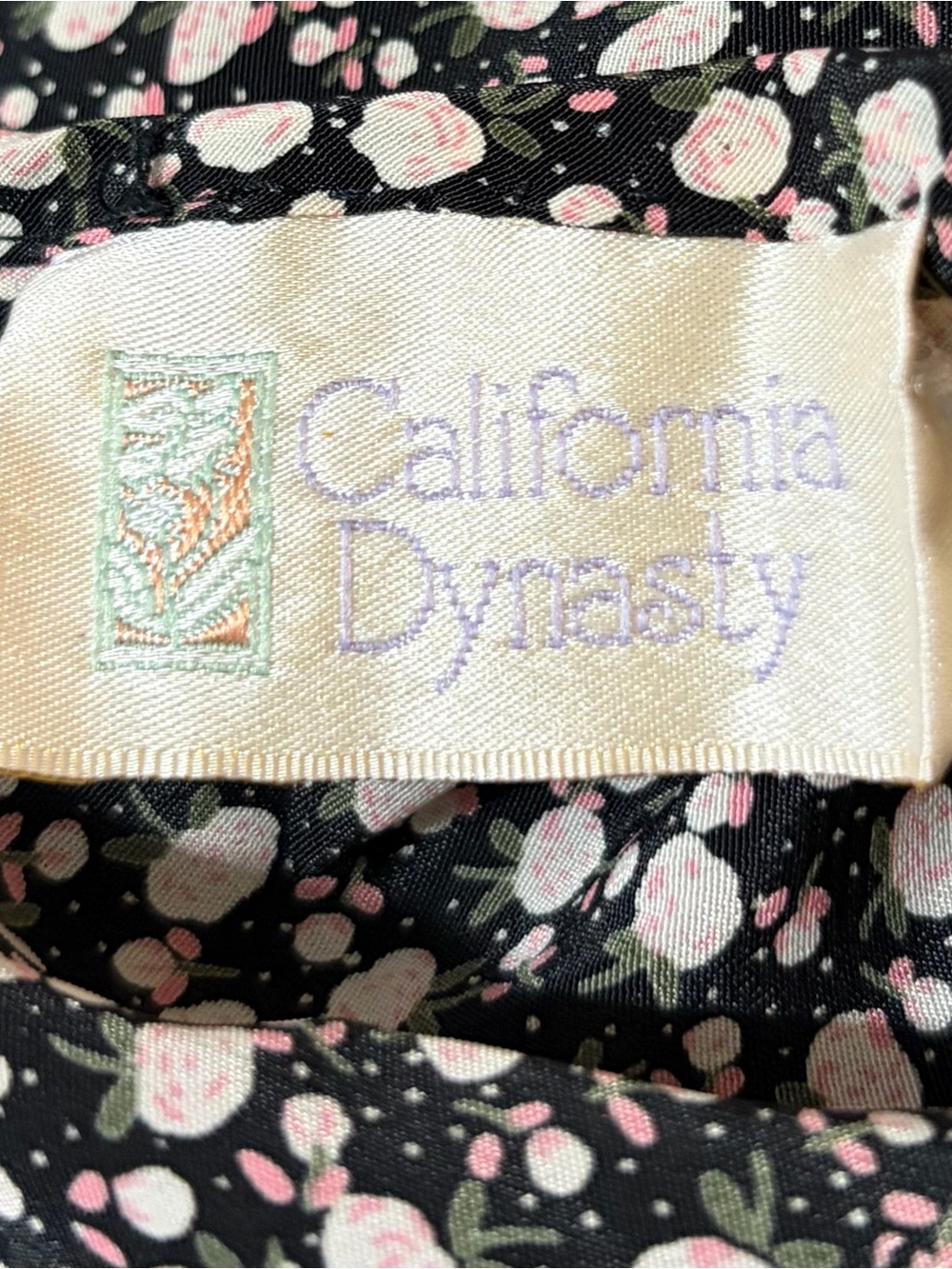 Vintage Black Ditsy Floral Slip Dress L Cottage Nightgown California Dynasty - Picture 7 of 7